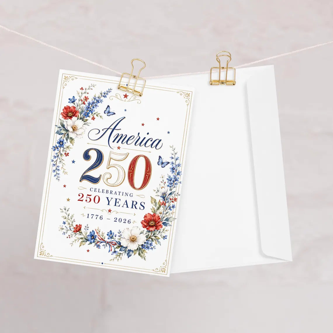[FREESHIP] 250th Anniversary Greeting Card, America 250 Years Card, 1776 2026 Patriotic Card, 4th of July Card, USA Birthday Card Independence Day Card