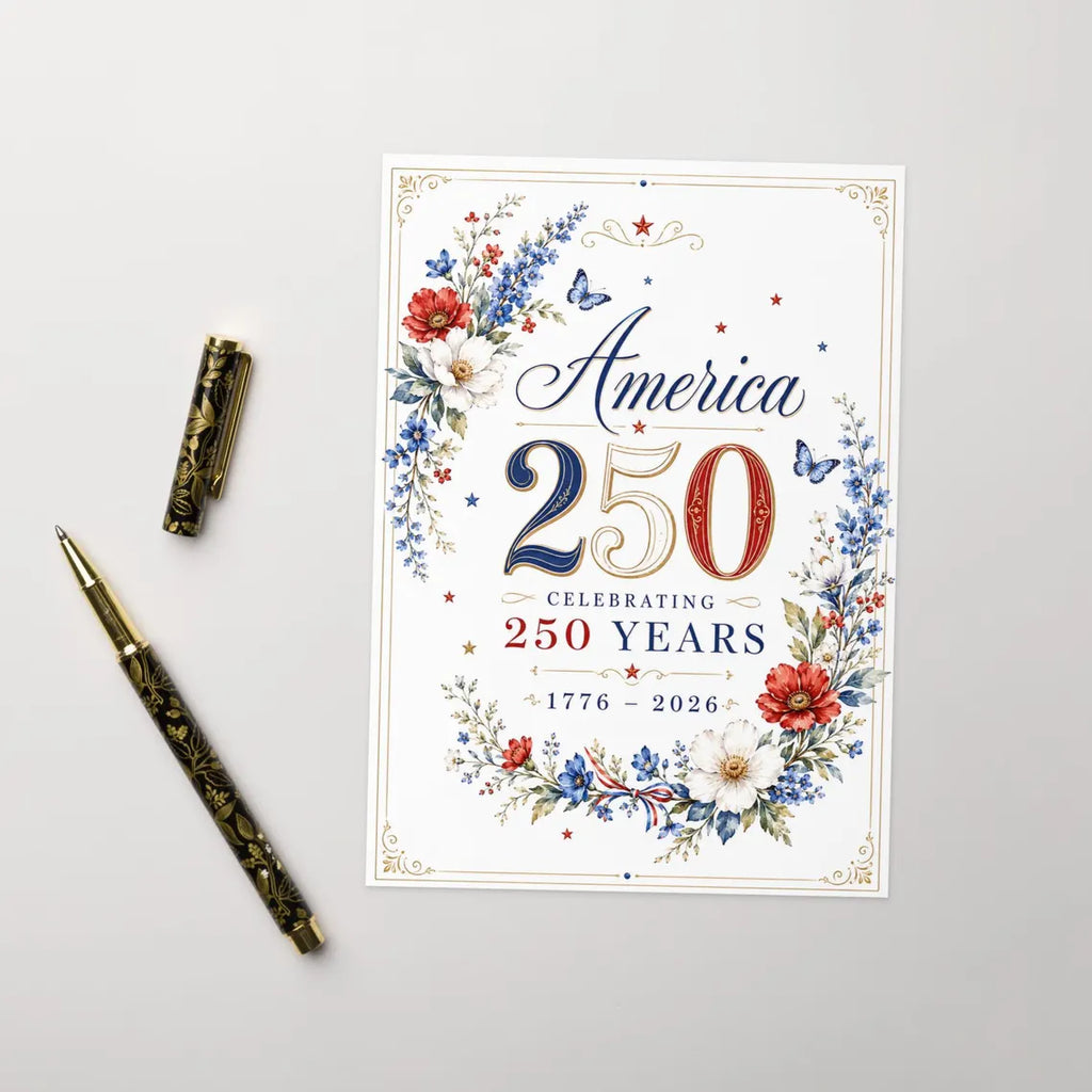 [FREESHIP] 250th Anniversary Greeting Card, America 250 Years Card, 1776 2026 Patriotic Card, 4th of July Card, USA Birthday Card Independence Day Card