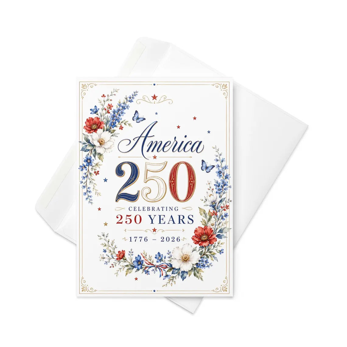 [FREESHIP] 250th Anniversary Greeting Card, America 250 Years Card, 1776 2026 Patriotic Card, 4th of July Card, USA Birthday Card Independence Day Card