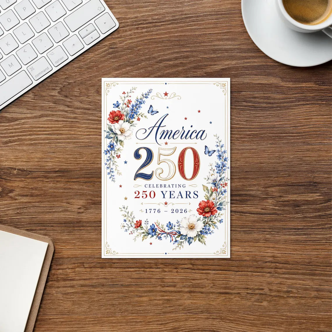 [FREESHIP] 250th Anniversary Greeting Card, America 250 Years Card, 1776 2026 Patriotic Card, 4th of July Card, USA Birthday Card Independence Day Card