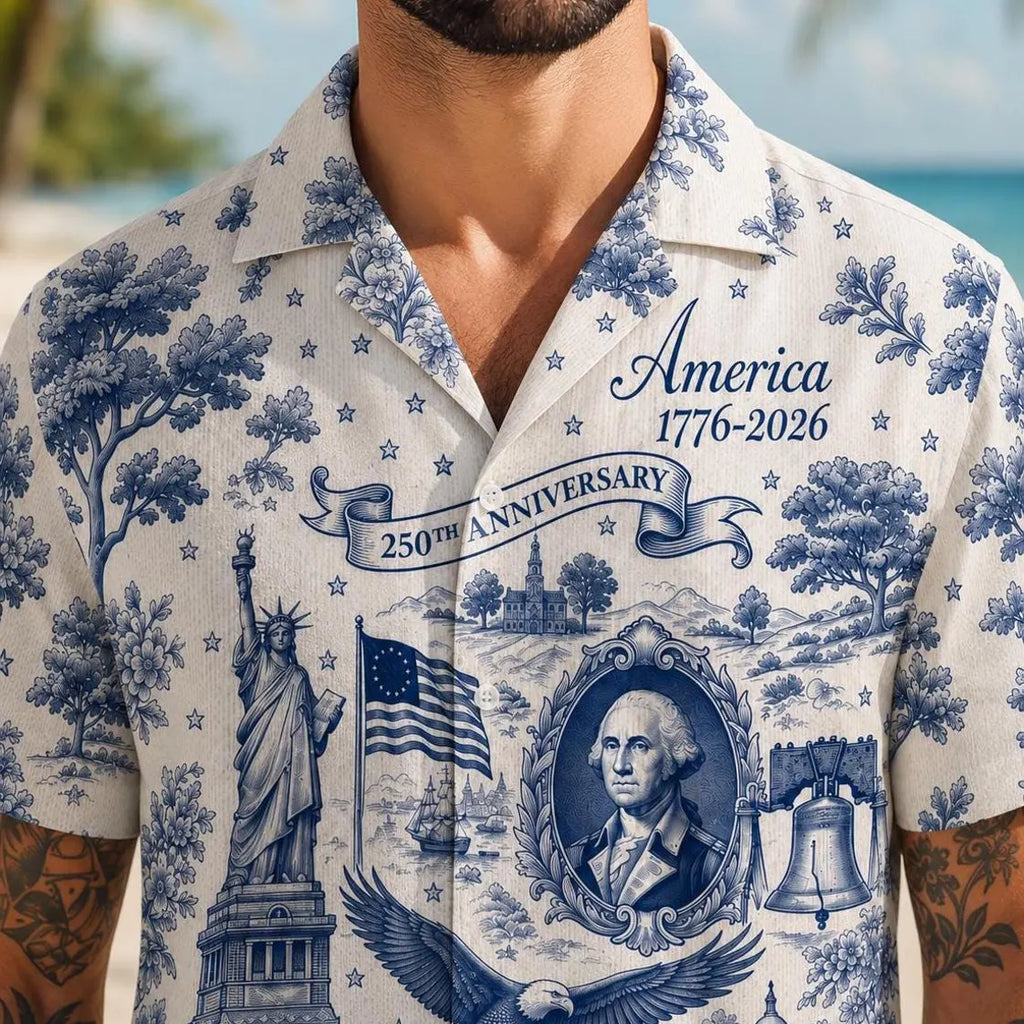 [FREESHIP] We The People 250th Anniversary Hawaii Shirt, America 1776–2026 Hawaiian Shirt, Vintage Patriotic Shirt, 250 Years of America Celebration