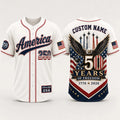 [FREESHIP] Personalized America 250 Years Baseball Jersey, Custom Name USA 250th Anniversary Jersey, 1776 2026 Freedom Shirt, Patriotic Eagle Jersey
