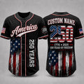 [FREESHIP] America 250th Anniversary Baseball Jersey, Personalized USA Baseball Jersey, 1776 2026 Patriotic Freedom Shirt, July 4th Gift For Family
