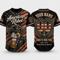 [FREESHIP] American Rebel Baseball Jersey, Custom Patriotic Eagle Jersey, USA Shirt, Born To Ride Free Biker Jersey, 4th Of July Gift For Men