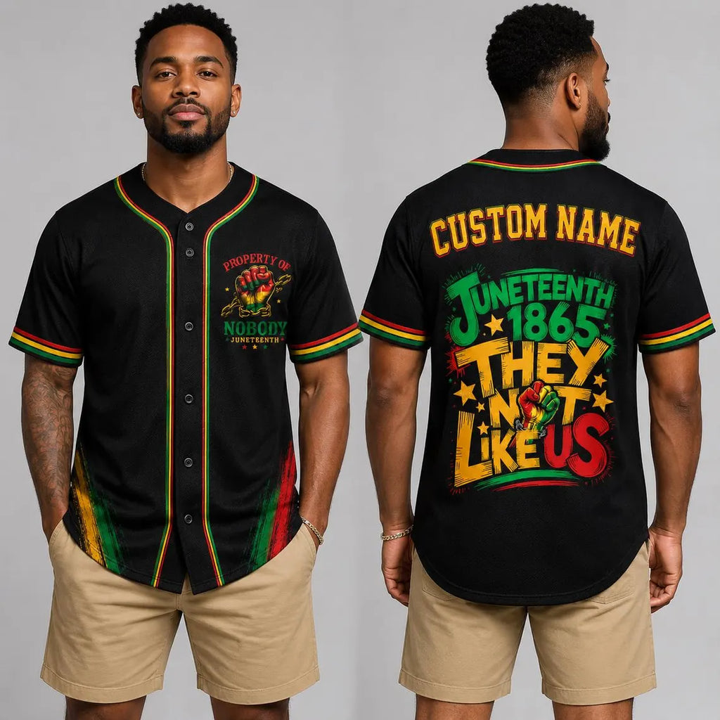 [FREESHIP] Personalized Juneteenth Baseball Jersey, Custom Name Black Pride Shirt, 1865 Freedom Day Jersey, Black History Month African American Gift