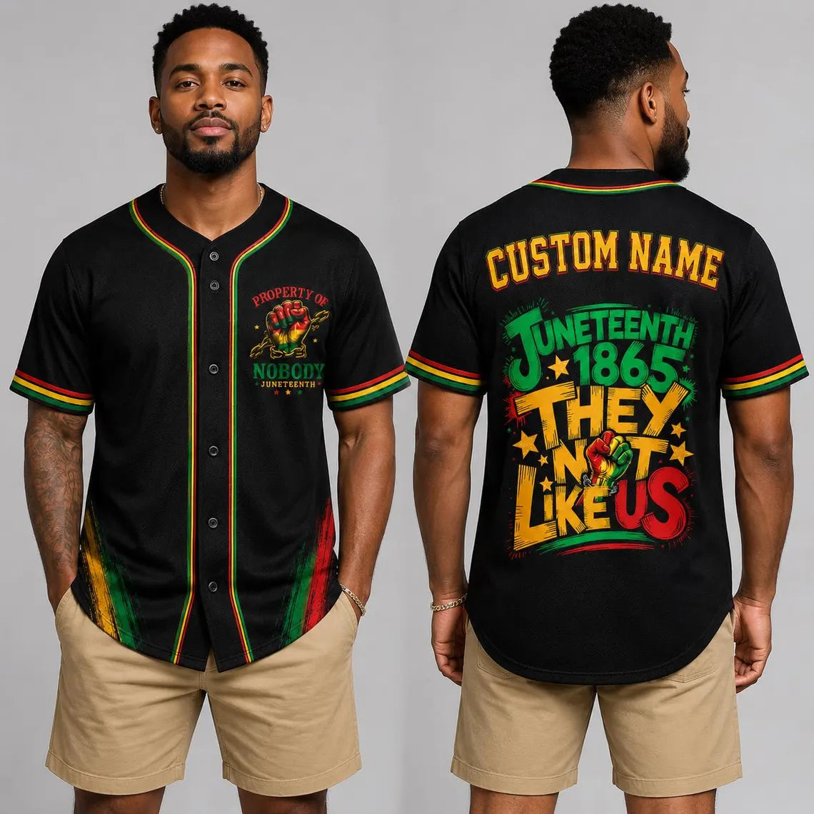 [FREESHIP] Personalized Juneteenth Baseball Jersey, Custom Name Black Pride Shirt, 1865 Freedom Day Jersey, Black History Month African American Gift