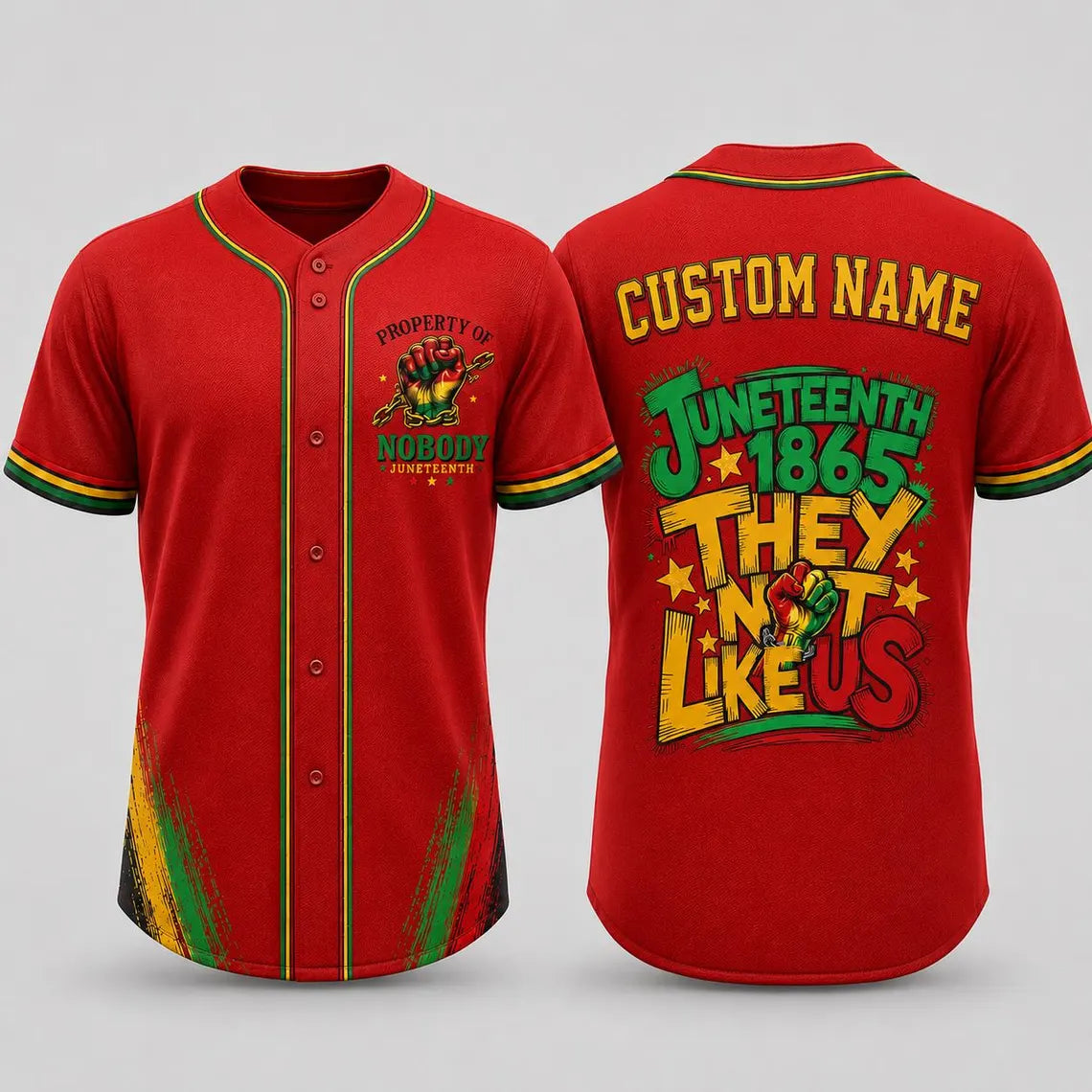 [FREESHIP] Personalized Juneteenth Baseball Jersey, Custom Name Black Pride Shirt, 1865 Freedom Day Jersey, Black History Month African American Gift