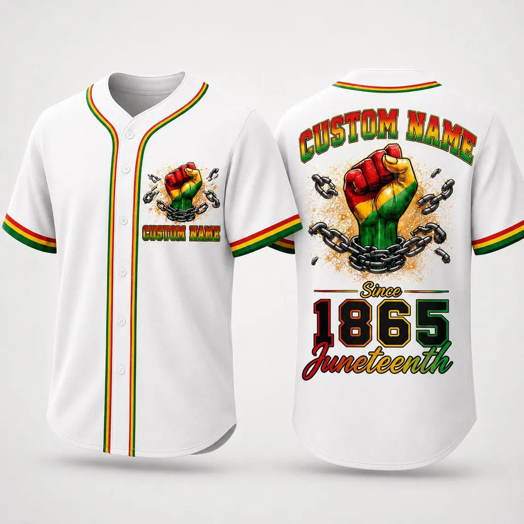[FREESHIP] Personalized Juneteenth Baseball Jersey, Custom Name Juneteenth Jersey, Black History Month, African American Pride Jersey, Freedom day Gift
