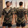 [FREESHIP] Custom Patriotic Baseball Jersey, Personalized Eagle American Flag Camo Jersey, USA 250th Anniversary Shirt, Military Style