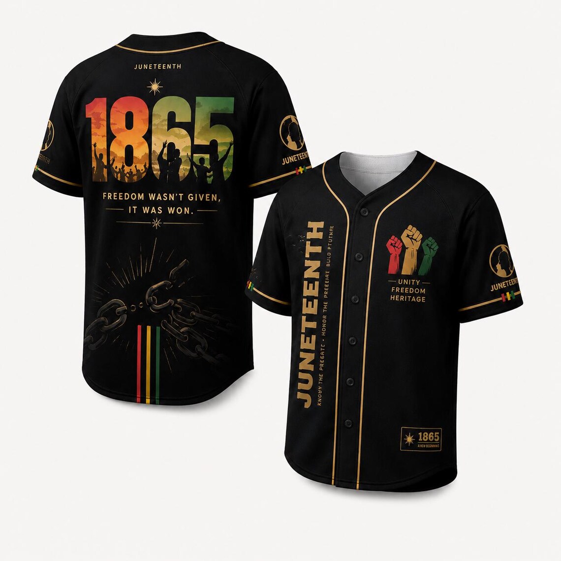 [FREESHIP] Juneteenth 1865 Baseball Jersey, Freedom Day Shirt, African American Pride Jersey, Black History Month Gift