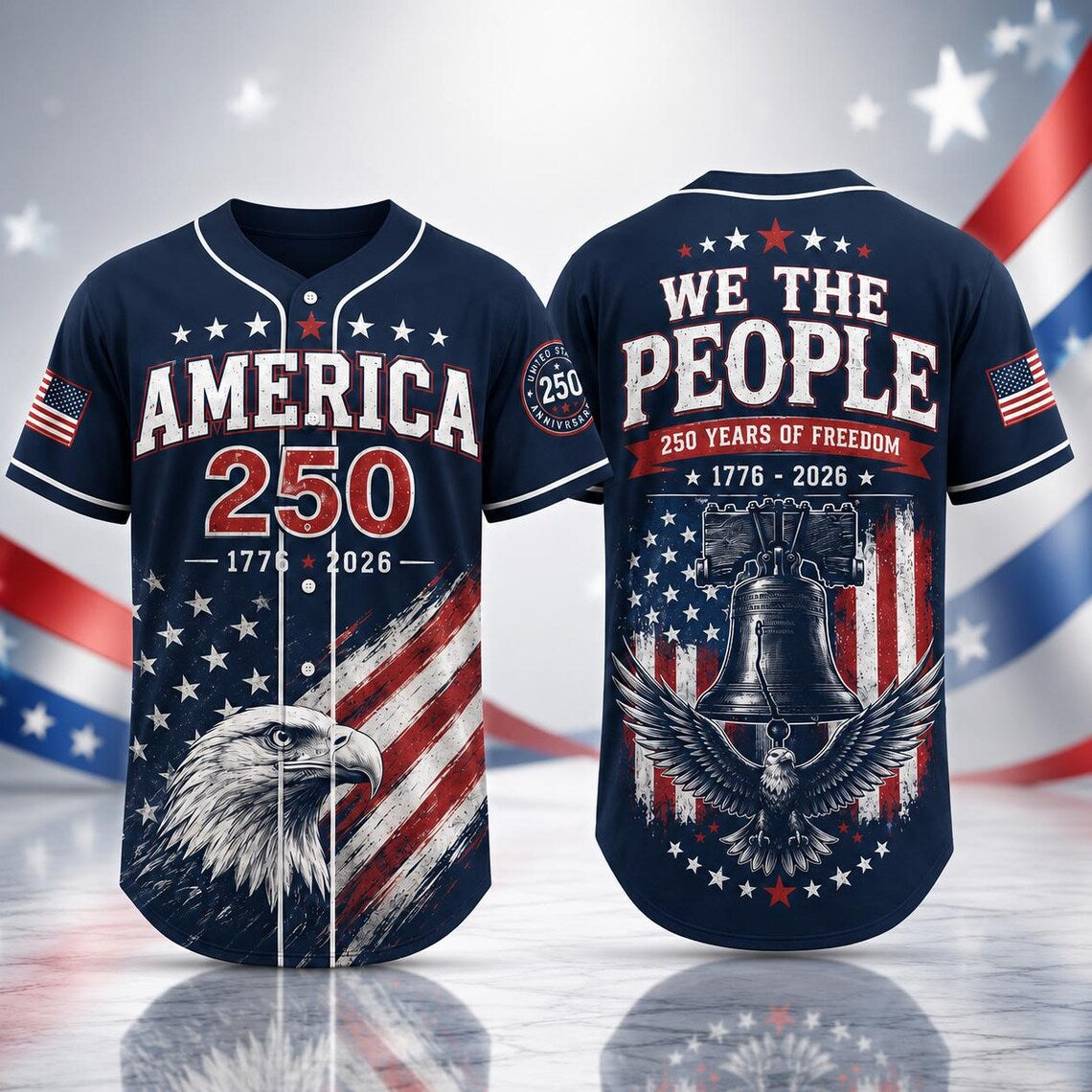 [FREESHIP] 250th Anniversary Jersey Shirt, America 1776 2026 Baseball Jersey, Patriotic 4th of July Shirt, USA Freedom Gift For Men Women Patriotic