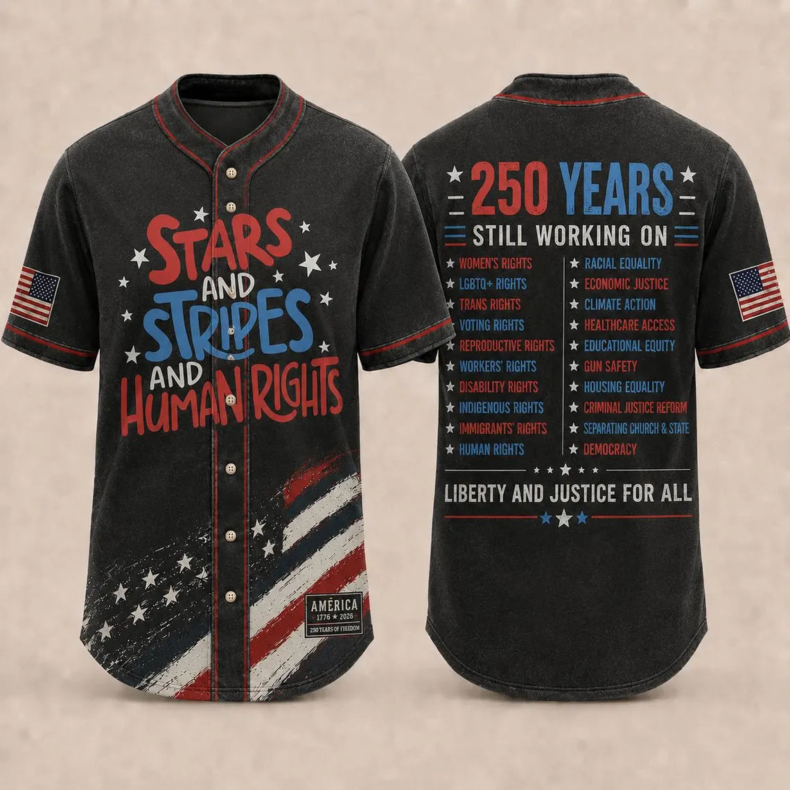 [FREESHIP] 250th Anniversary Printed Jersey Shirt, America 1776 2026 Baseball Jersey, Patriotic 4th of July Shirt, USA Freedom, Patriotic Jersey