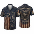 [FREESHIP] 250 Years USA Patriotic Shirt,We The People 1776-2026 Eagle Graphic,Distressed American Flag Short Sleeve Button-Up, Freedom Anniversary Tee