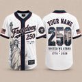 [FREESHIP] 250th Anniversary Printed Jersey Shirt, America 1776 2026 Baseball Jersey, Patriotic 4th of July Shirt, USA Freedom, Independence Day Outfit