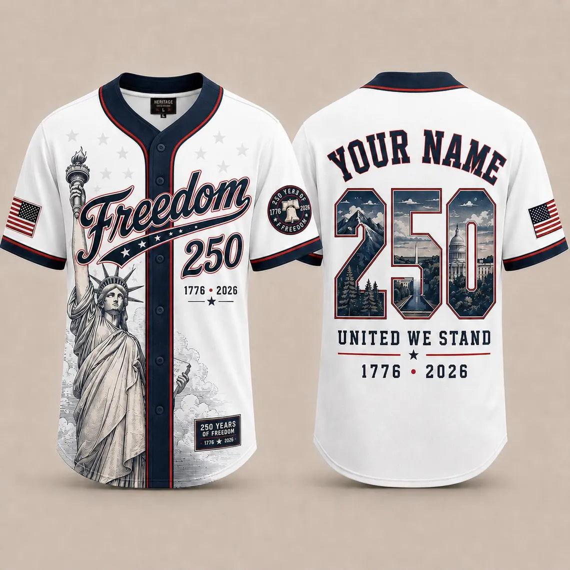 [FREESHIP] 250th Anniversary Printed Jersey Shirt, America 1776 2026 Baseball Jersey, Patriotic 4th of July Shirt, USA Freedom, Independence Day Outfit