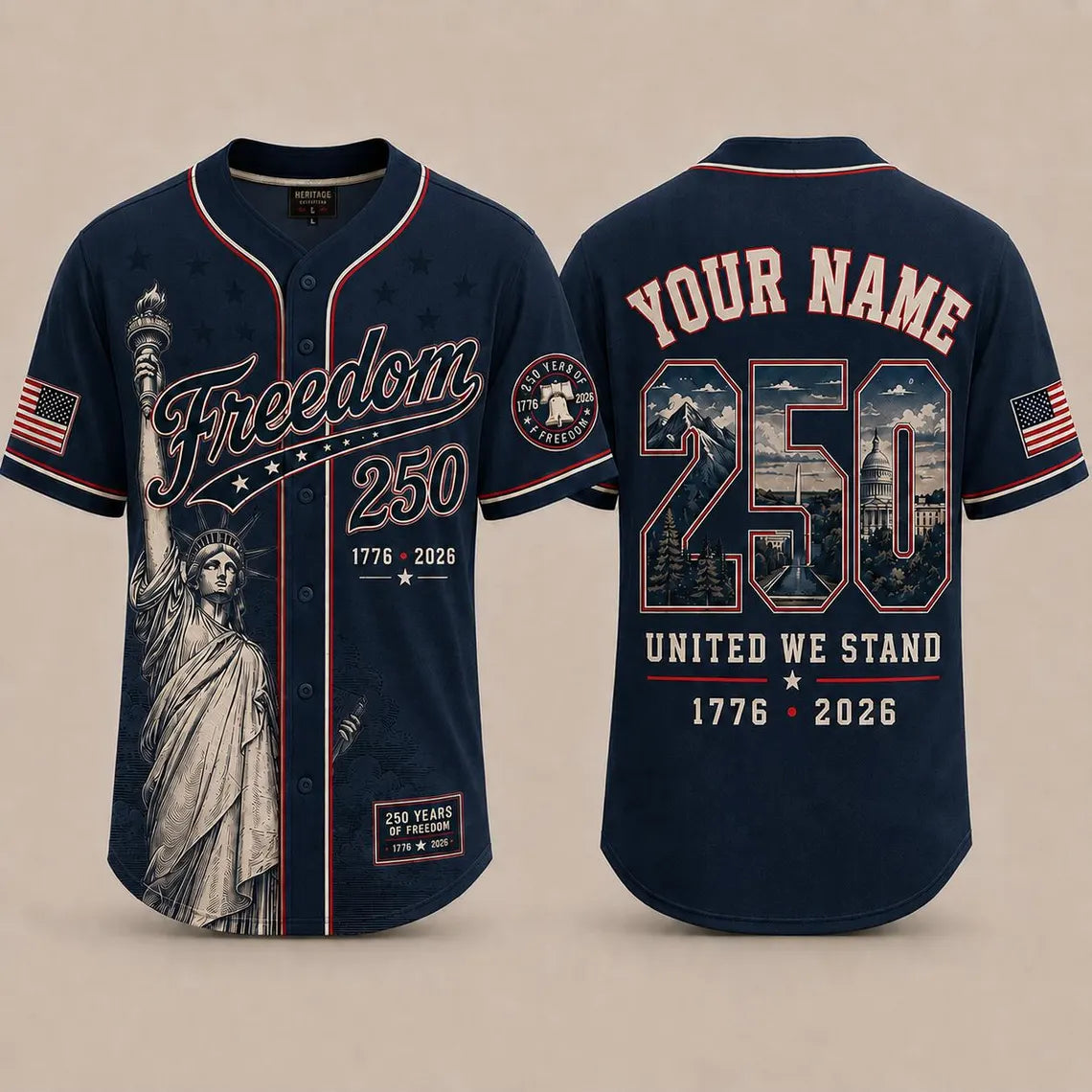 [FREESHIP] 250th Anniversary Printed Jersey Shirt, America 1776 2026 Baseball Jersey, Patriotic 4th of July Shirt, USA Freedom, Independence Day Outfit