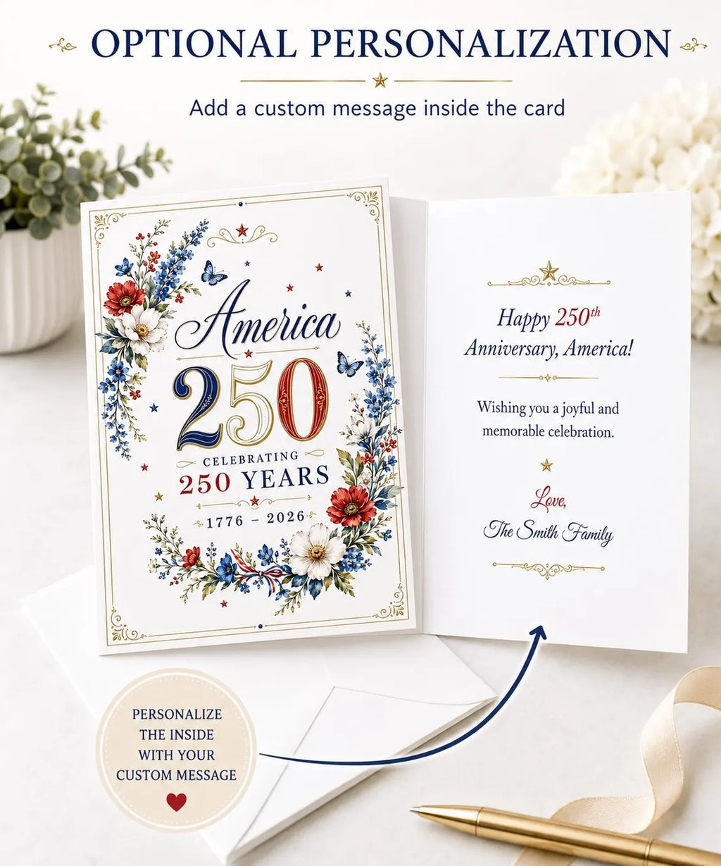 [FREESHIP] 250th Anniversary Greeting Card, America 250 Years Card, 1776 2026 Patriotic Card, 4th of July Card, USA Birthday Card Independence Day Card