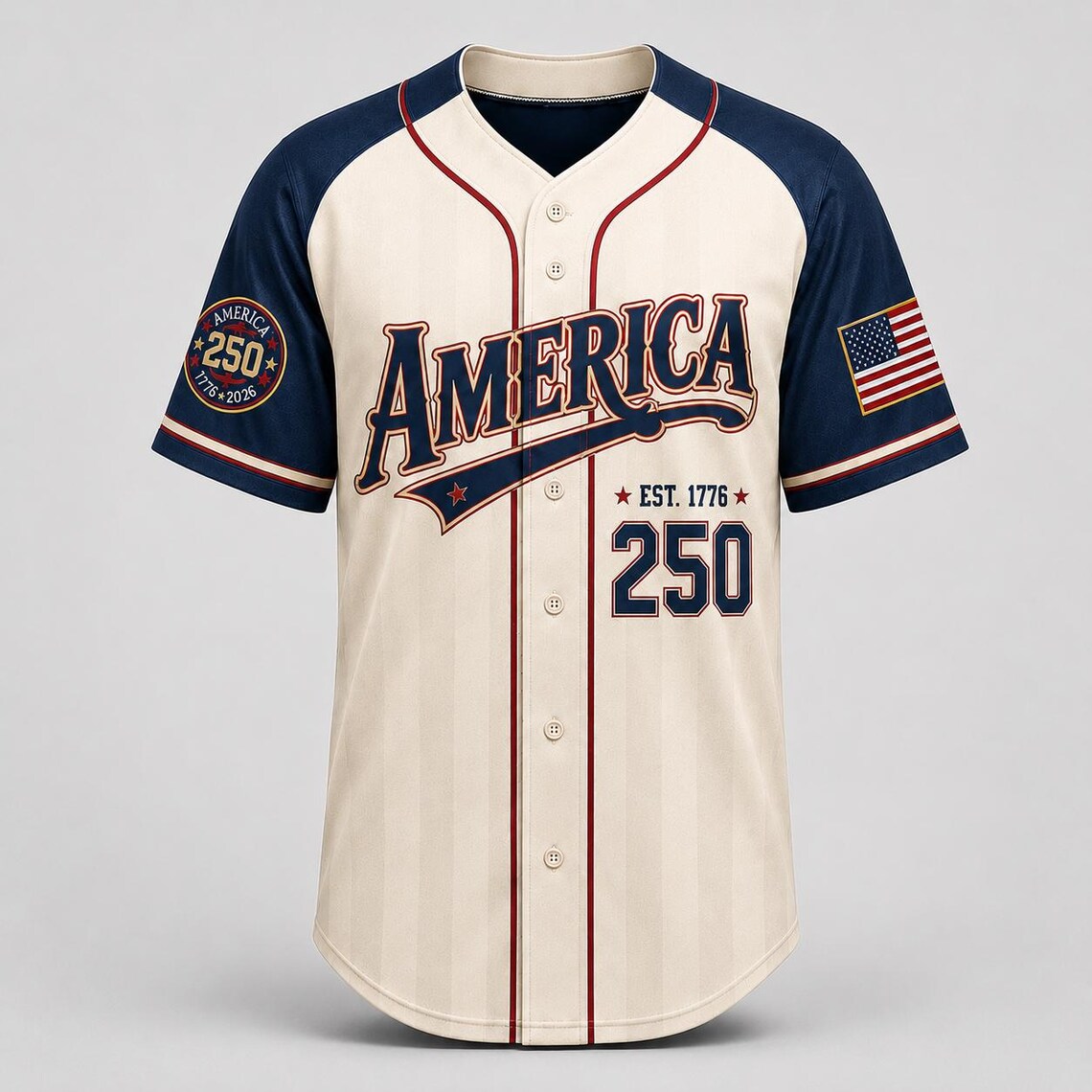 [FREESHIP] USA 250th Anniversary Baseball Jersey, 1776 Patriotic American Flag Button Shirt, Proud To Be American Freedom Patriotic Jersey