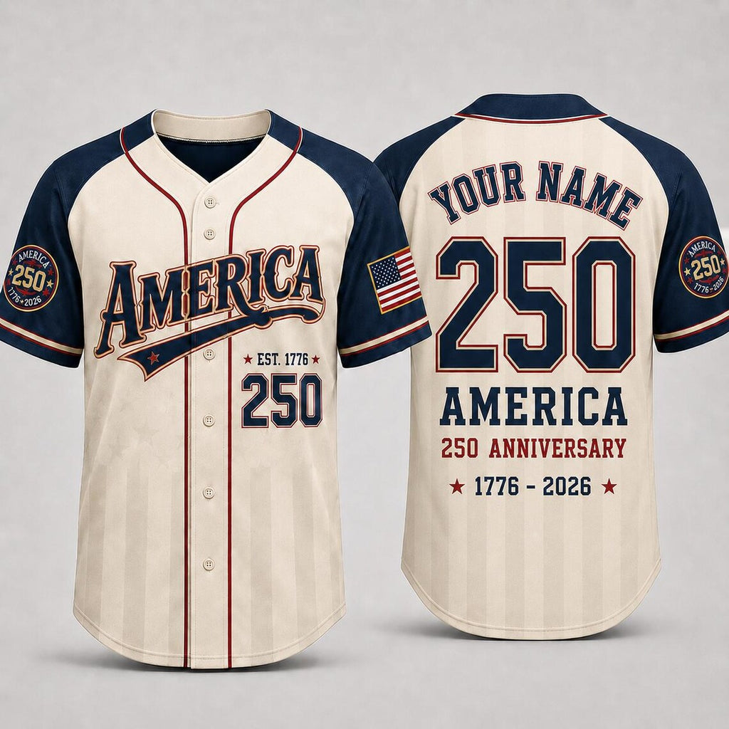 [FREESHIP] USA 250th Anniversary Baseball Jersey, 1776 Patriotic American Flag Button Shirt, Proud To Be American Freedom Patriotic Jersey