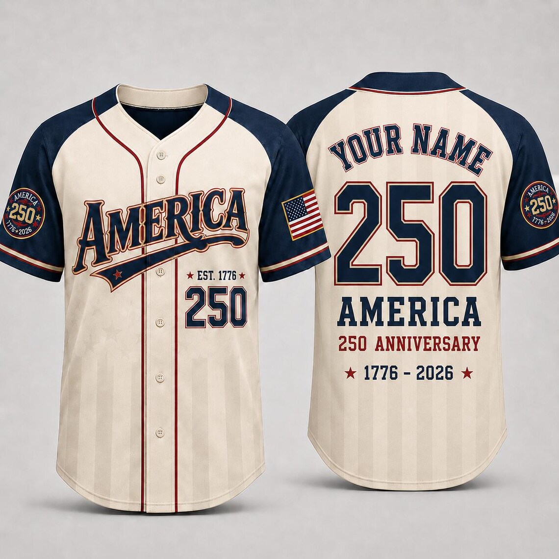[FREESHIP] USA 250th Anniversary Baseball Jersey, 1776 Patriotic American Flag Button Shirt, Proud To Be American Freedom Patriotic Jersey