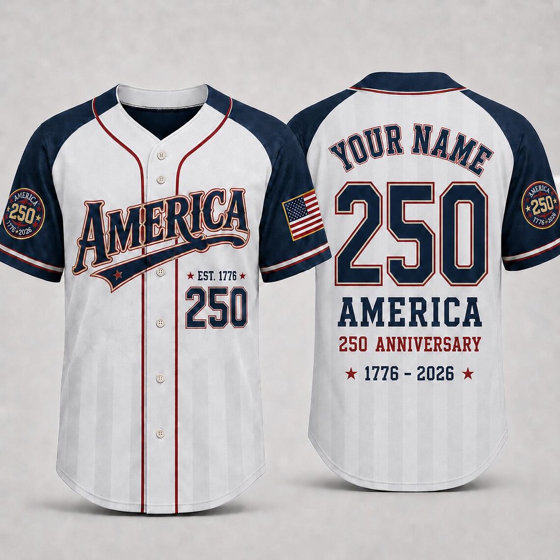 [FREESHIP] USA 250th Anniversary Baseball Jersey, 1776 Patriotic American Flag Button Shirt, Proud To Be American Freedom Patriotic Jersey