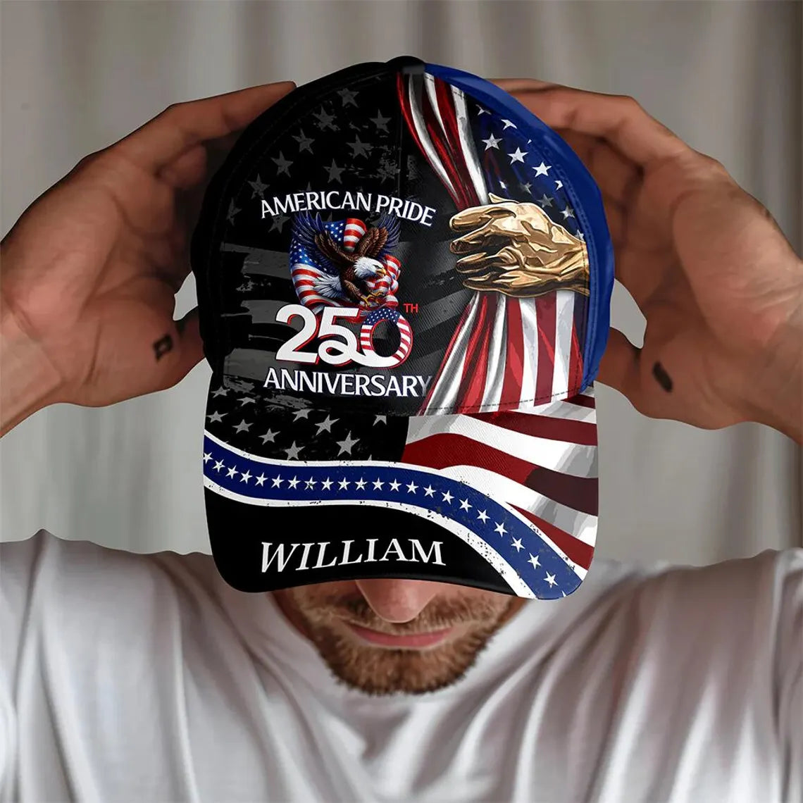 [FREESHIP] American Pride 250 Anniversary Hat, Custom Name USA Flag Eagle Cap for Men Women, Patriotic Gift for Independence Day