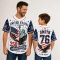 [FREESHIP] Custom USA 250th Anniversary Baseball Jersey, Personalized Name Number Patriotic Shirt, America 1776-2026, Gift For family