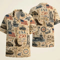 [FREESHIP] Custom Name USA 250th Anniversary Hawaiian Shirt, Personalized Name Patriotic Button Shirt, USA 1776-2026 Freedom Gift