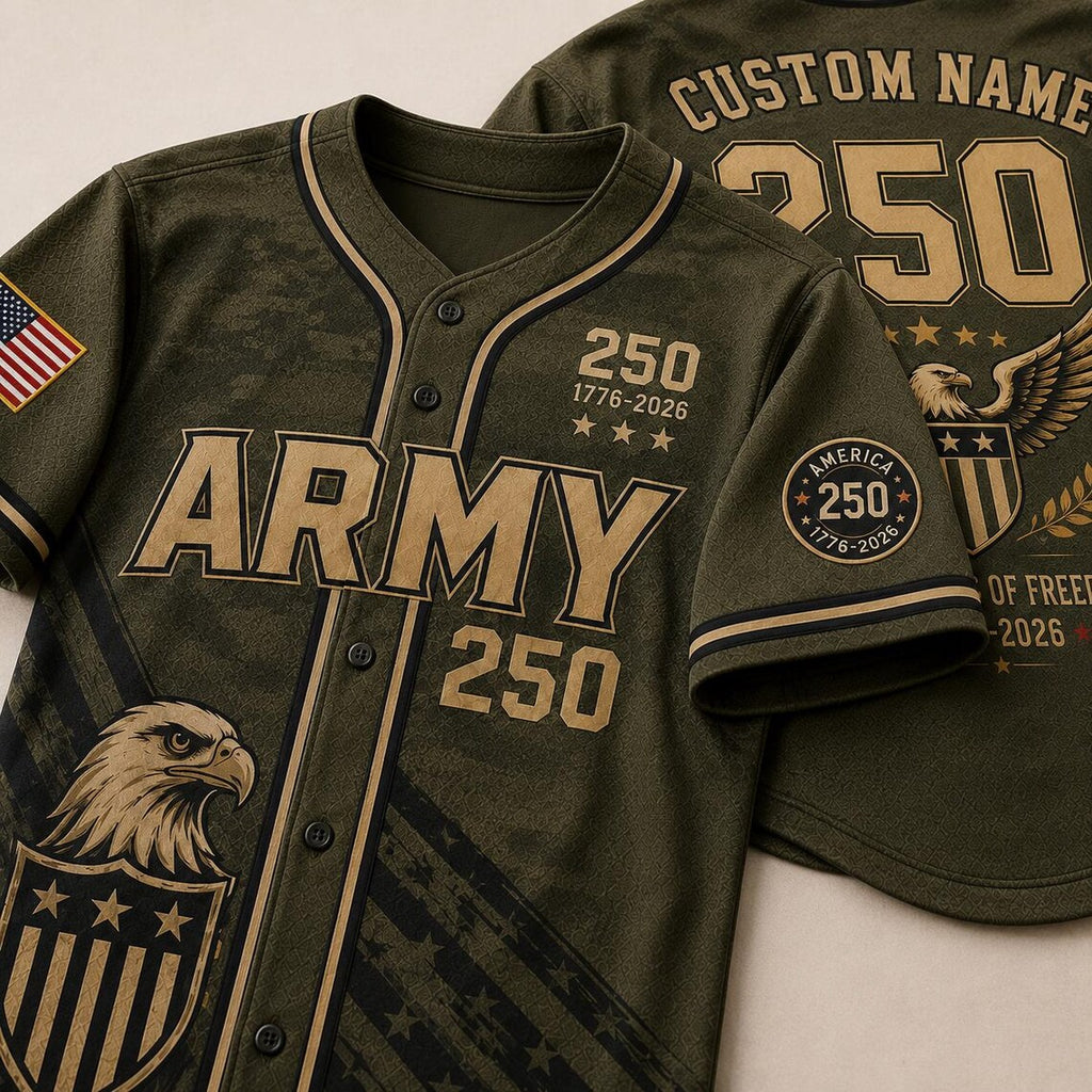 [FREESHIP] Custom America 250th Anniversary Baseball Jersey, Crowned Eagle Split Flag 1776-2026 Shirt