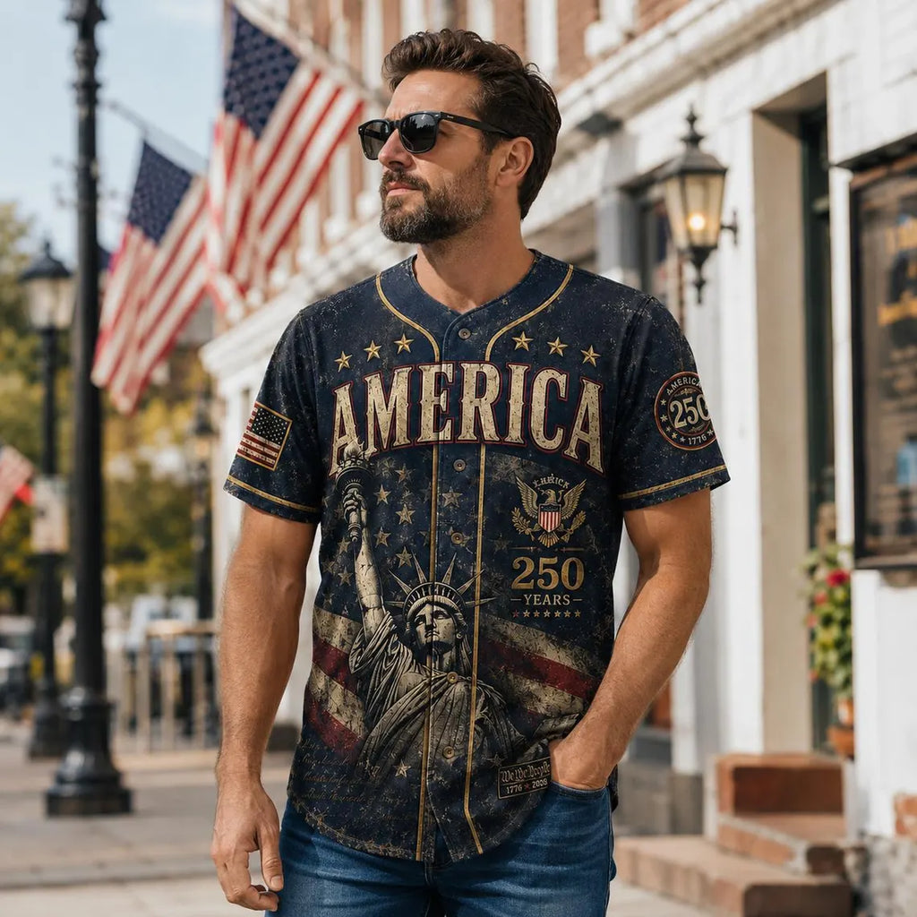 [FREESHIP] Custom America 250th Anniversary Baseball Jersey, Past to Future 1776-2026 Shirt, Tech Skyline Semiquincentennial Custom Name Apparel