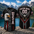 [FREESHIP] USA Eagle Baseball Jersey, Custom Name Patriotic Jersey, American Flag Shirt, Bald Eagle USA Jersey, Personalized 00 Freedom Gift