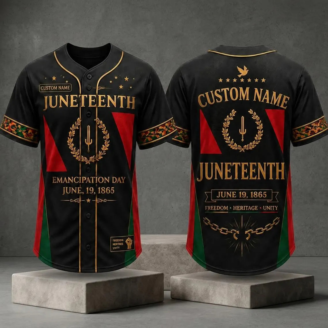 [FREESHIP] Personalized Juneteenth Baseball Jersey, Custom Name Juneteenth Shirt, 1865 Emancipation Day Jersey, Black Freedom Heritage Unity Gift