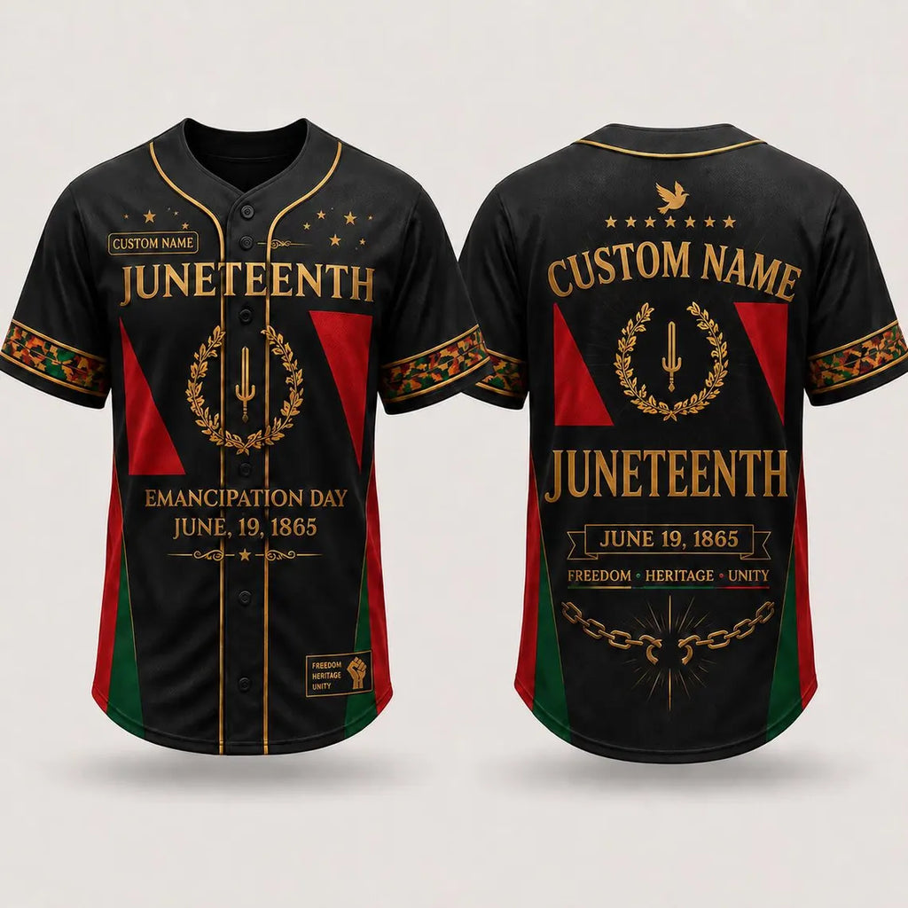 [FREESHIP] Personalized Juneteenth Baseball Jersey, Custom Name Juneteenth Shirt, 1865 Emancipation Day Jersey, Black Freedom Heritage Unity Gift