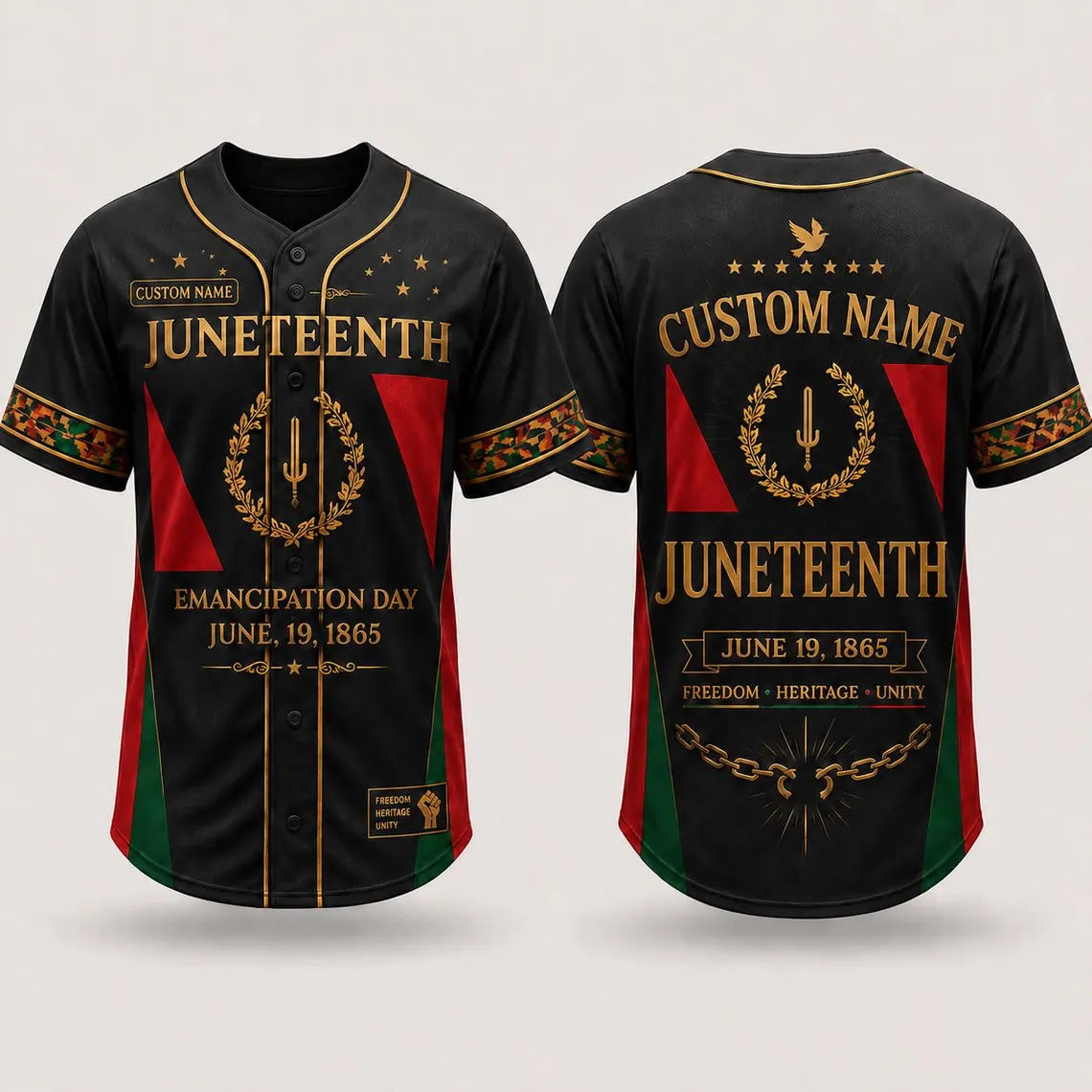 [FREESHIP] Personalized Juneteenth Baseball Jersey, Custom Name Juneteenth Shirt, 1865 Emancipation Day Jersey, Black Freedom Heritage Unity Gift