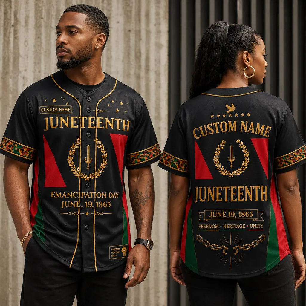 [FREESHIP] Personalized Juneteenth Baseball Jersey, Custom Name Juneteenth Shirt, 1865 Emancipation Day Jersey, Black Freedom Heritage Unity Gift