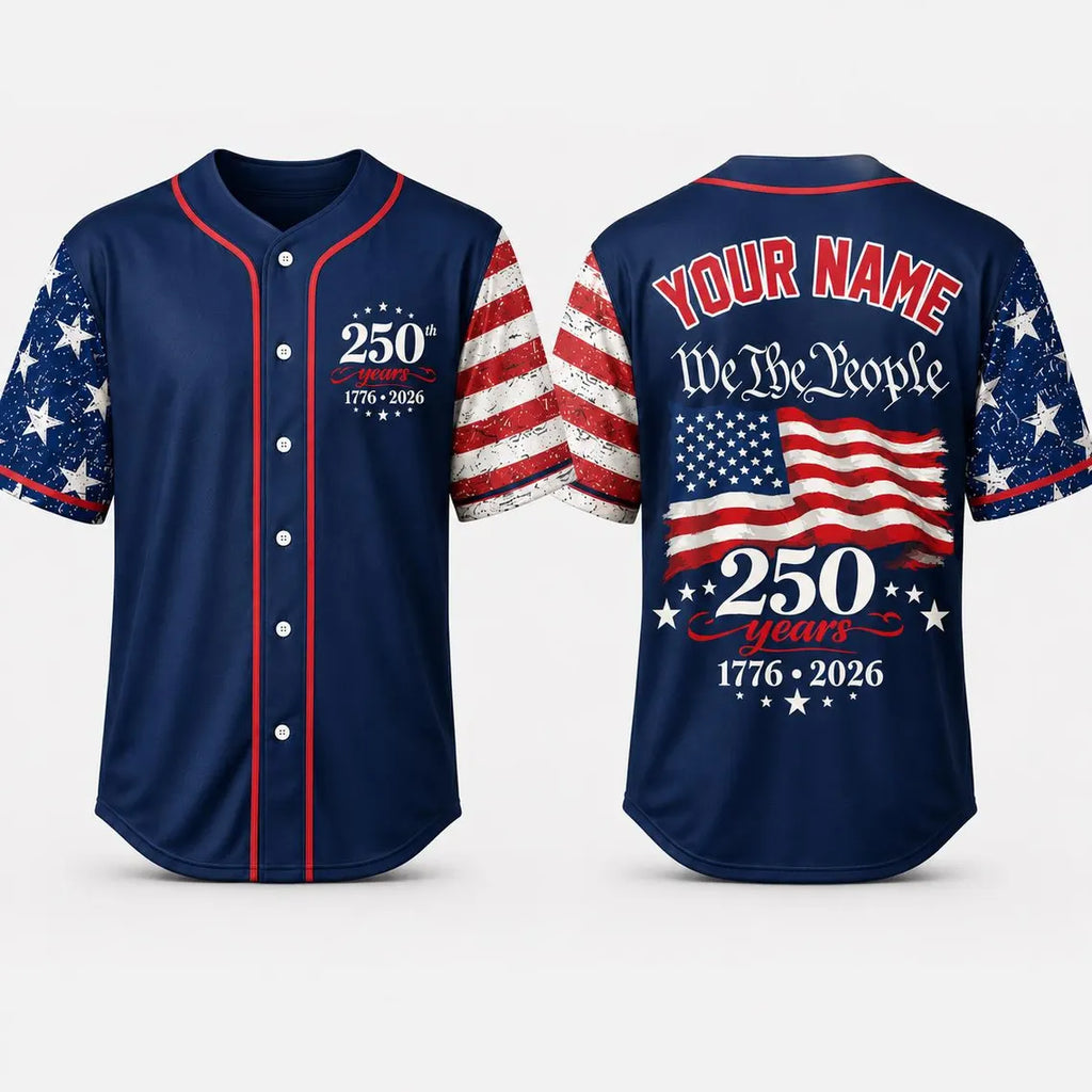 [FREESHIP] Custom USA 250th Anniversary Jersey, We The People Baseball Shirt, 1776-2026 Semiquincentennial Gift, Patriotic 4th of July Outfit