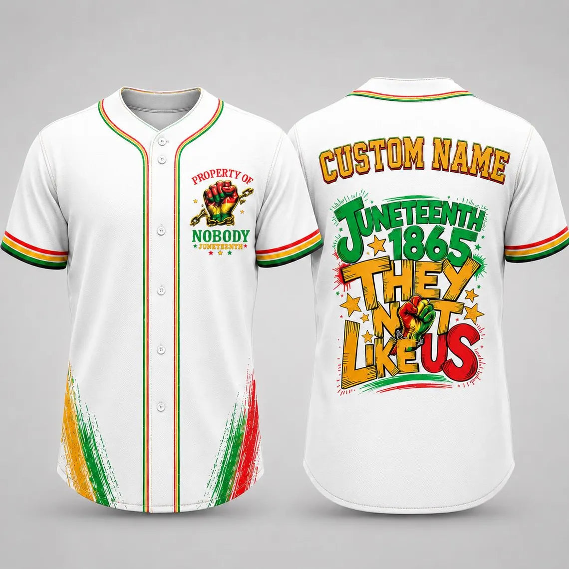 [FREESHIP] Personalized Juneteenth Baseball Jersey, Custom Name Black Pride Shirt, 1865 Freedom Day Jersey, Black History Month African American Gift