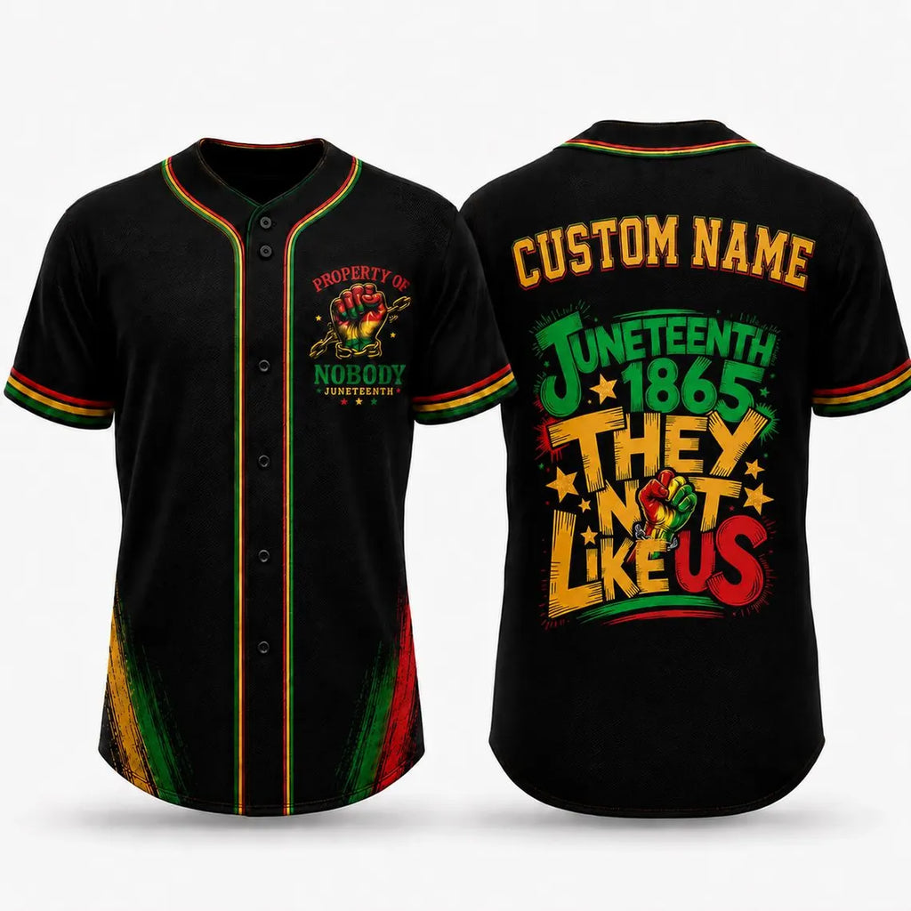 [FREESHIP] Personalized Juneteenth Baseball Jersey, Custom Name Black Pride Shirt, 1865 Freedom Day Jersey, Black History Month African American Gift