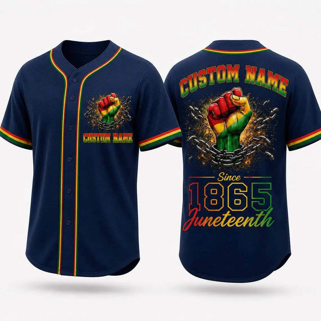 [FREESHIP] Personalized Juneteenth Baseball Jersey, Custom Name Juneteenth Jersey, Black History Month, African American Pride Jersey, Freedom day Gift