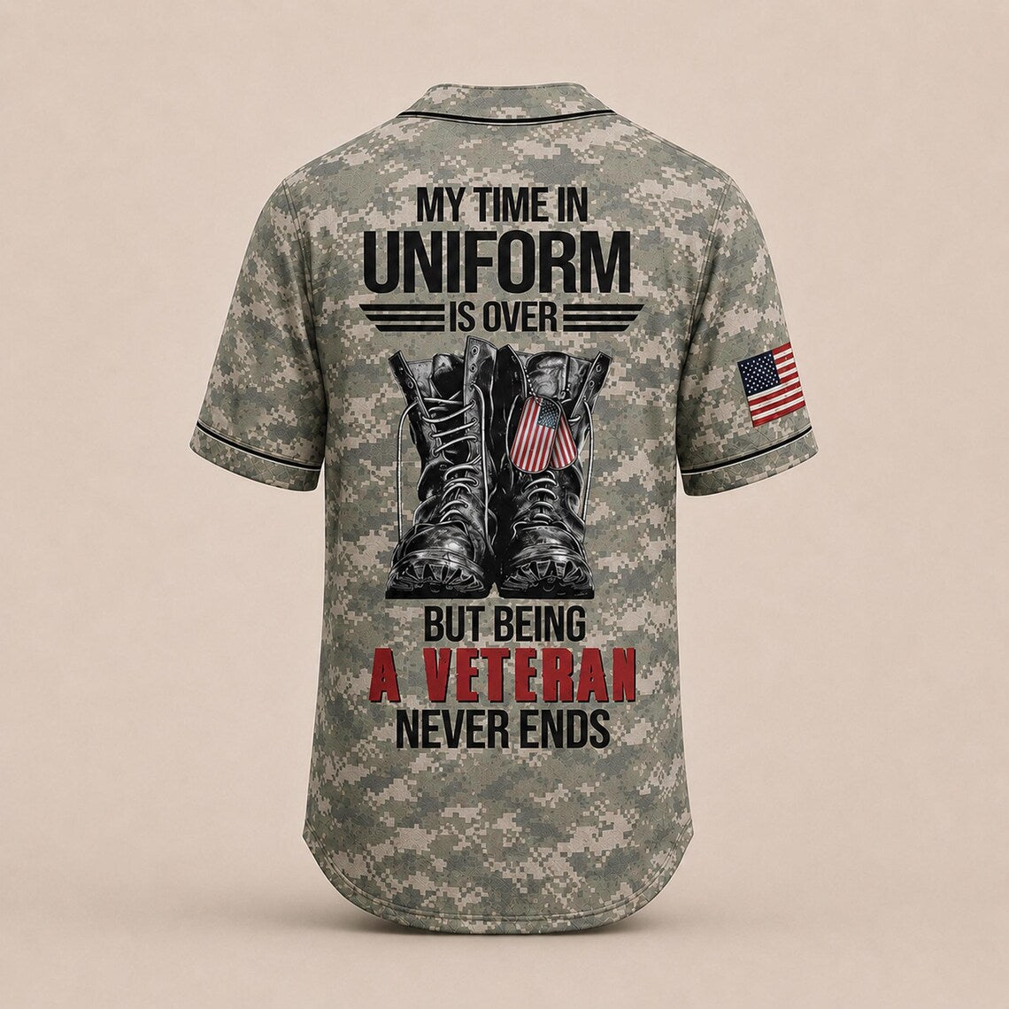 [FREESHIP] Personalized Veteran Jersey, U.S. Flag Military Camo Shirt, 4th Of July Jersey, Proud To Be Veteran Shirt, 250th Anniversary Shirt