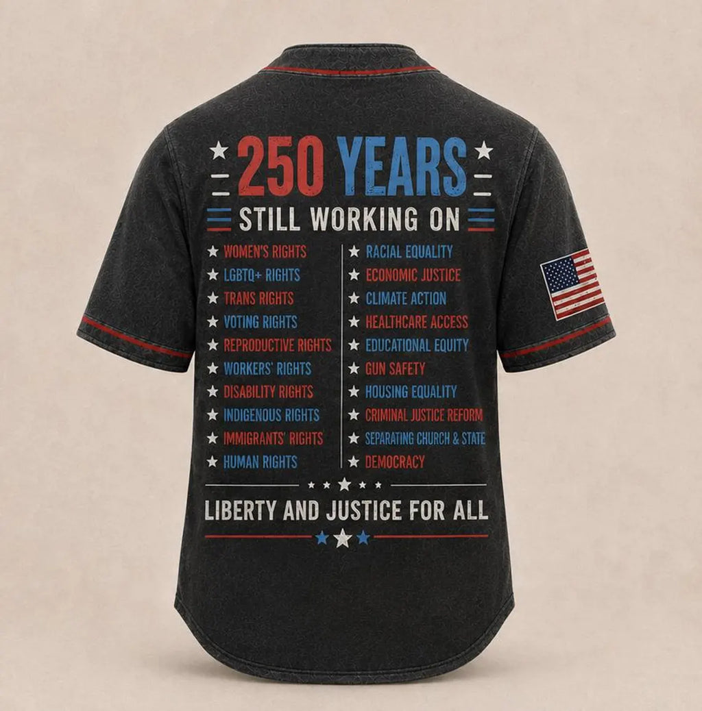 [FREESHIP] 250th Anniversary Printed Jersey Shirt, America 1776 2026 Baseball Jersey, Patriotic 4th of July Shirt, USA Freedom, Patriotic Jersey