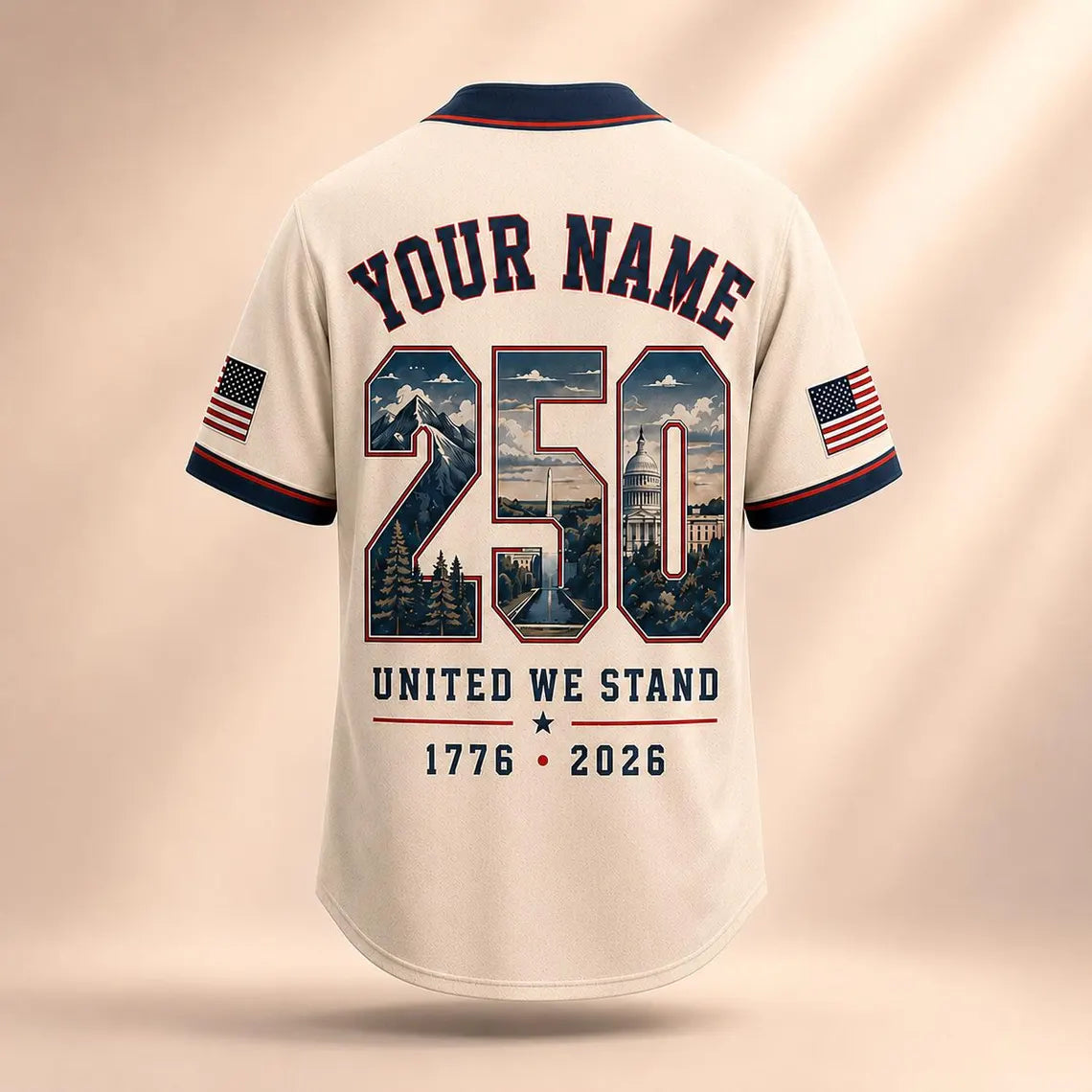 [FREESHIP] 250th Anniversary Printed Jersey Shirt, America 1776 2026 Baseball Jersey, Patriotic 4th of July Shirt, USA Freedom, Independence Day Outfit