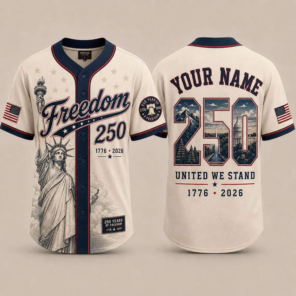 [FREESHIP] 250th Anniversary Printed Jersey Shirt, America 1776 2026 Baseball Jersey, Patriotic 4th of July Shirt, USA Freedom, Independence Day Outfit
