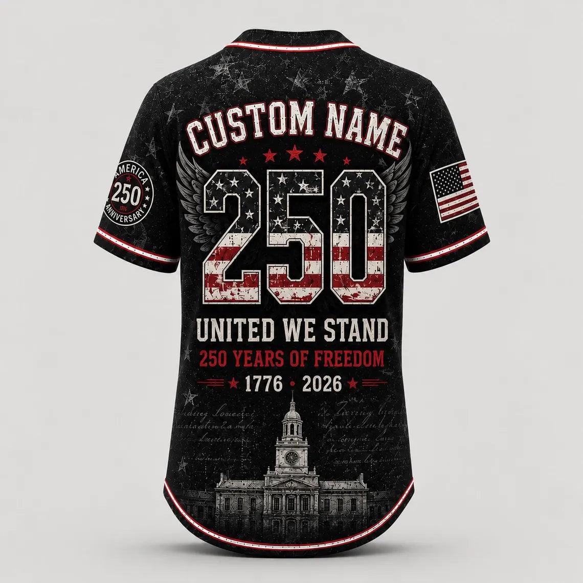 [FREESHIP] 250th Anniversary Jersey Shirt, America 1776 2026 Baseball Jersey, Patriotic 4th of July Shirt, USA Freedom, Independence Day Shirt