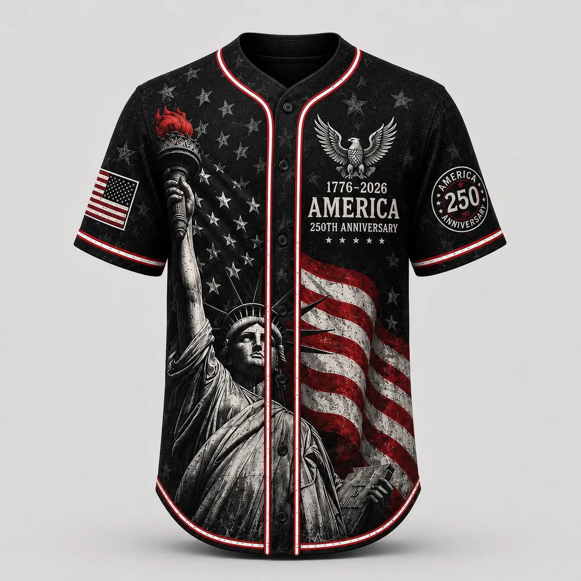 [FREESHIP] 250th Anniversary Jersey Shirt, America 1776 2026 Baseball Jersey, Patriotic 4th of July Shirt, USA Freedom, Independence Day Shirt