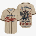 [FREESHIP] USA 250th Anniversary Cowboy Horse Baseball Jersey, 1776-2026 Cowgirl Patriotic Statue of Liberty 4th of July Jersey, Years of Freedom Gifts