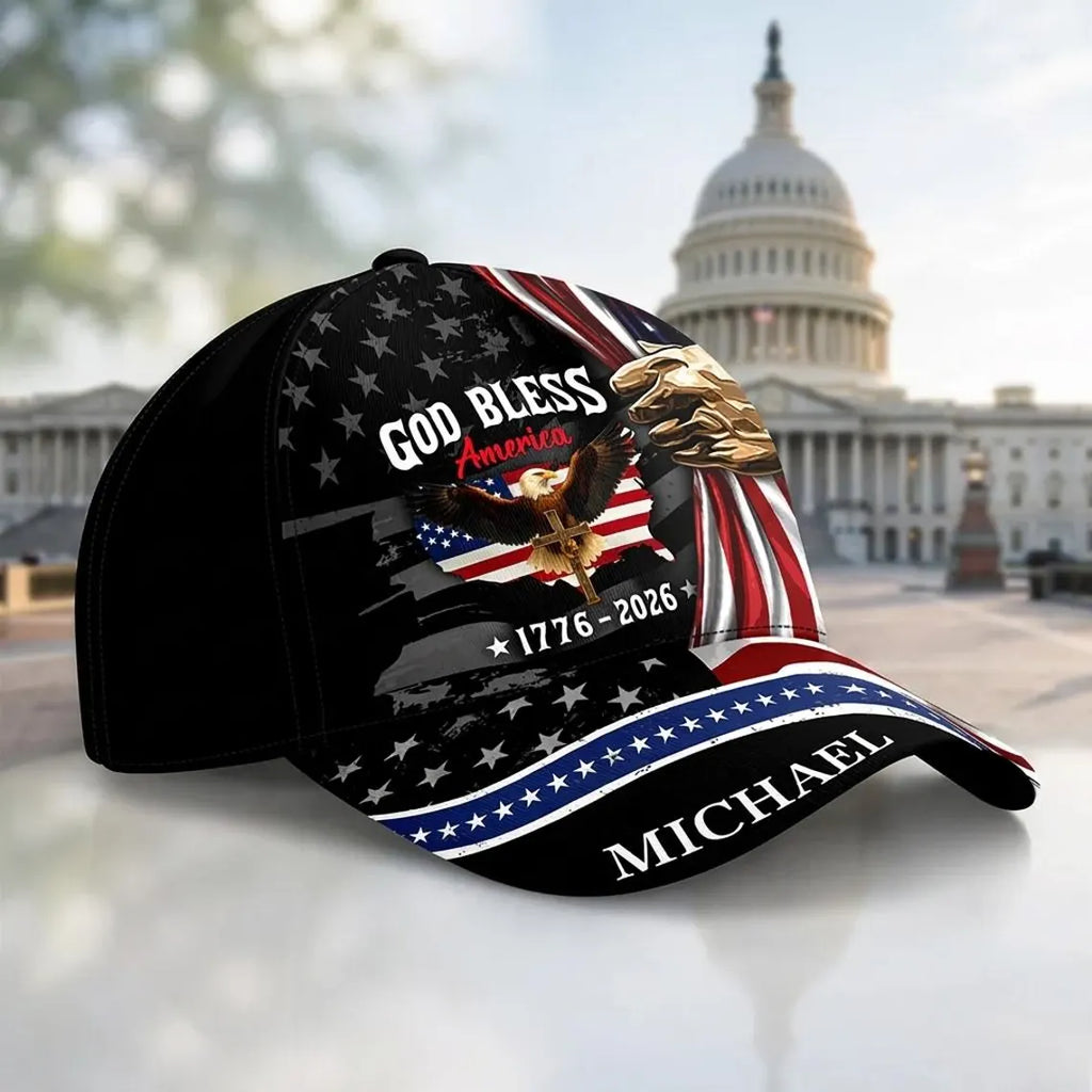 [FREESHIP] American Pride 250 Anniversary Hat, Custom Name USA Flag Eagle Cap for Men Women, Patriotic Gift for Independence Day