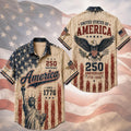 [FREESHIP] Vintage America 250th Anniversary Button Up Shirt, Patriotic Eagle Independence Day USA 1776 2026 Distressed Hawaiian Shirt,4th of July Gift