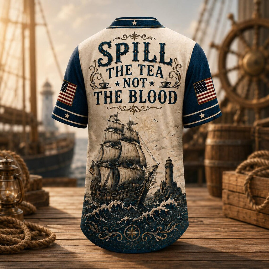 [FREESHIP] Spilling The Tea Since 1773 Jersey, Funny 4th of July Jersey, Boston Tea Party Patriotic Shirt, USA Independence Day Gift