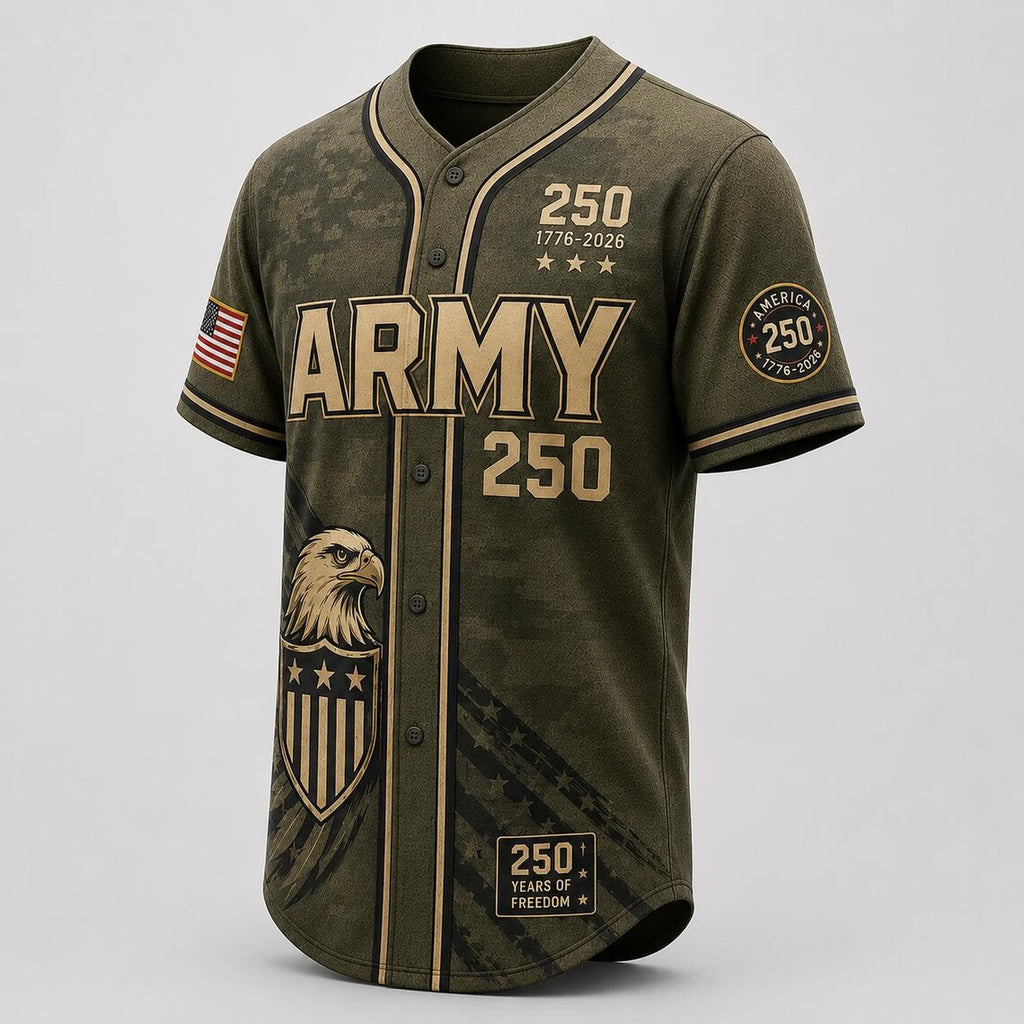 [FREESHIP] Custom America 250th Anniversary Baseball Jersey, Crowned Eagle Split Flag 1776-2026 Shirt